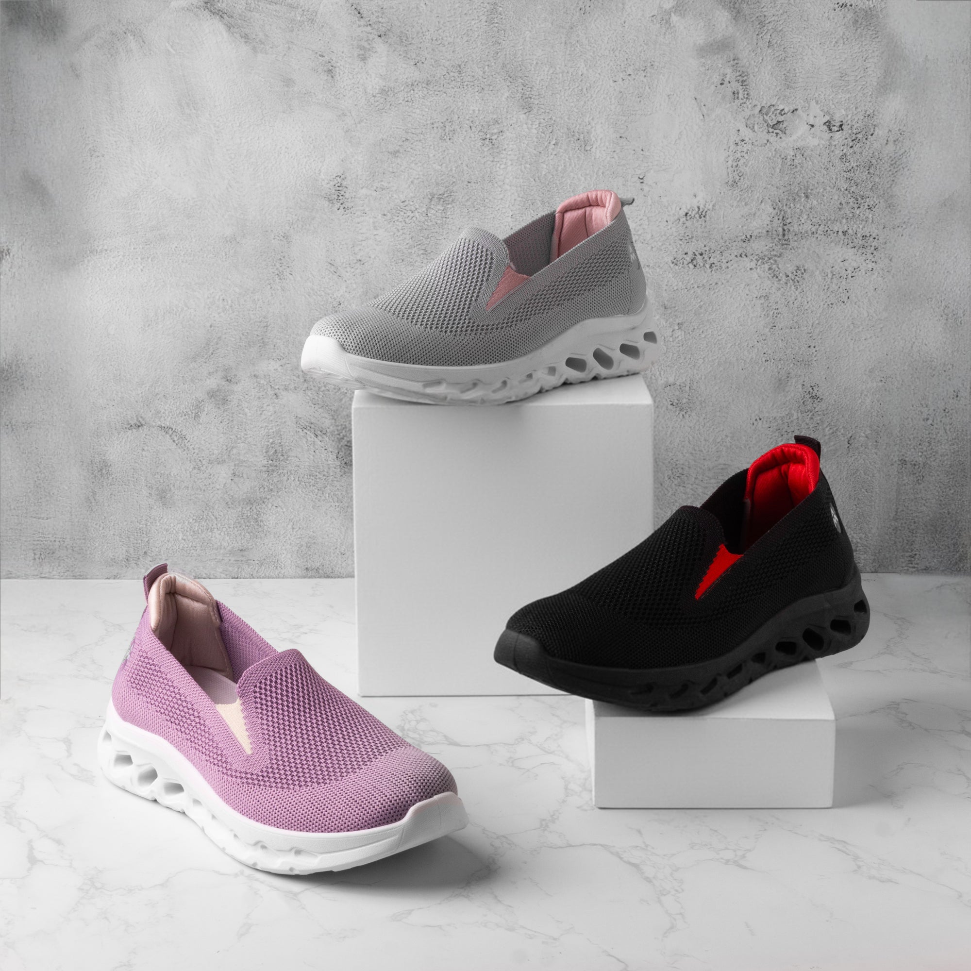 A&M Women's Memory Foam Slip On Walking Running Trainers Lightweight Comfortable Shoes (style 2)