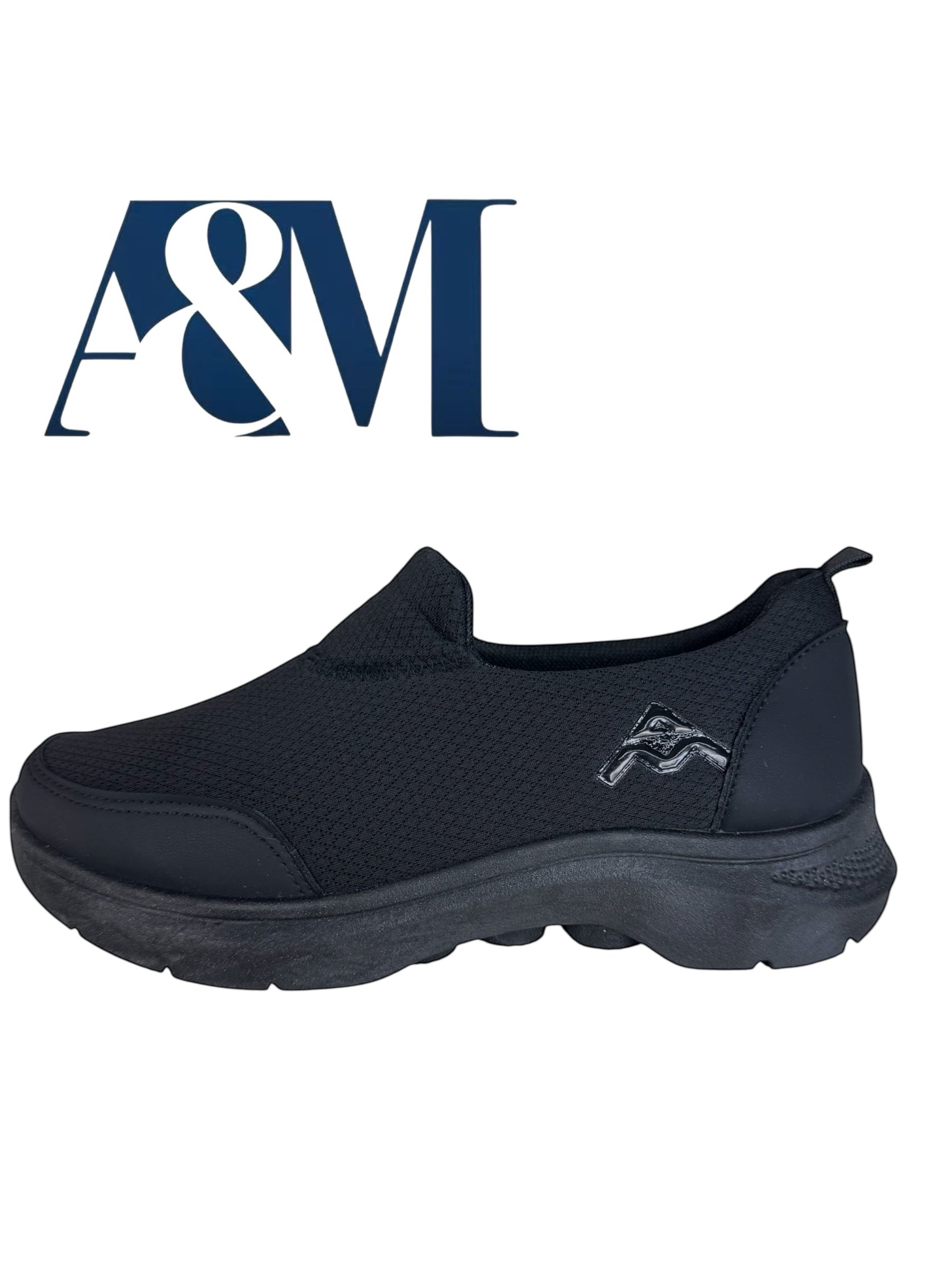 A&M Women's Slip On Comfortable Trainers with Memory Foam Technology Trending Shoes Navy Blue & Black (style 1)