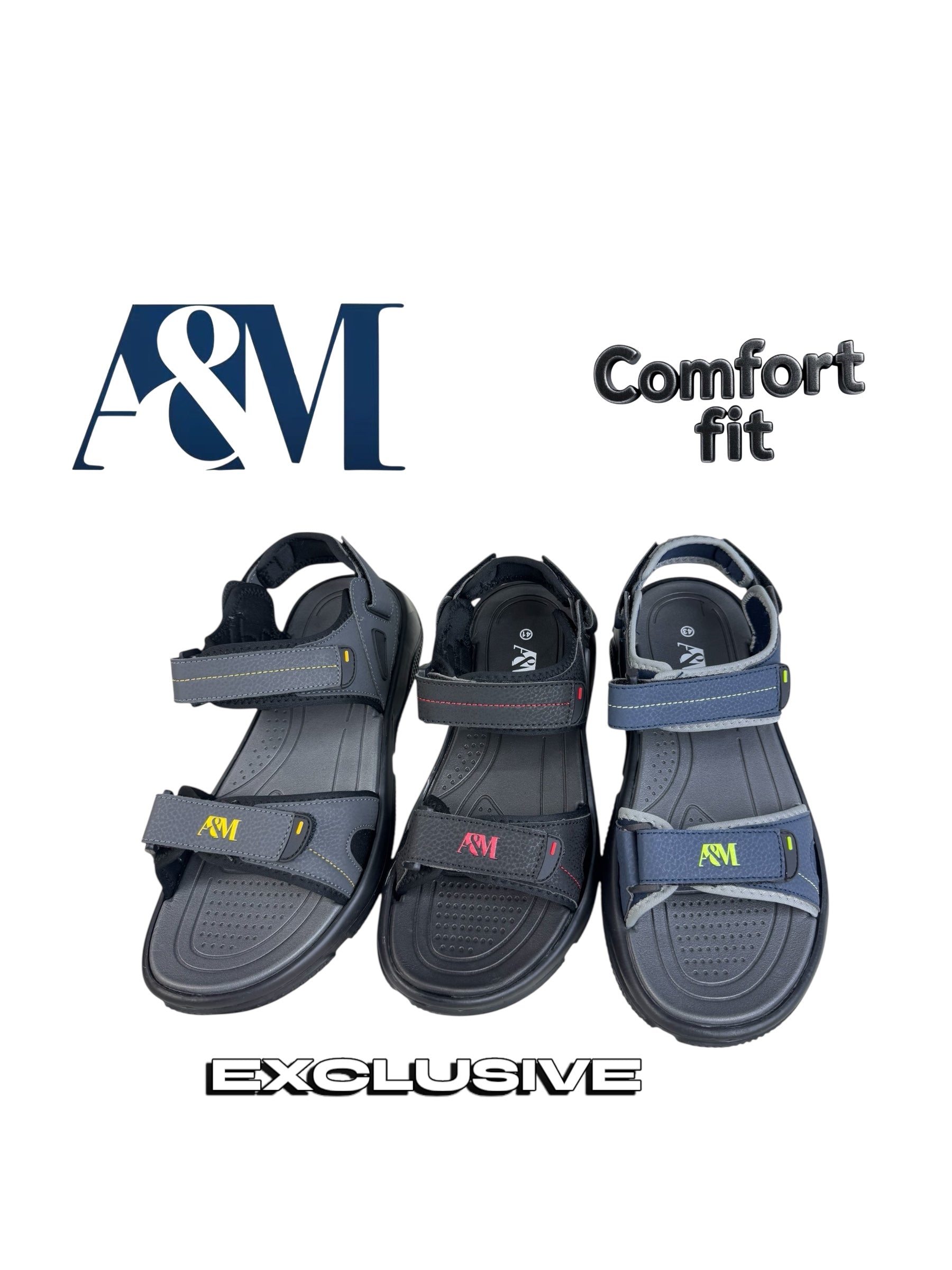 A&M Exclusive Comfort Fit Mens Sports Adjustable Sandals - Exclusive Design & Adjustable Straps