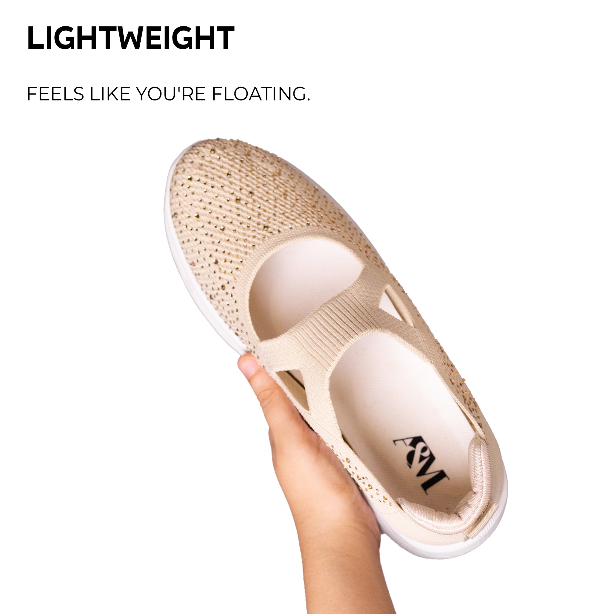 A&M Women's Sparkly Slip On Knitted Trainers with Memory Foam Comfort Fit Athletic & Comfortable Trainers (style 5)