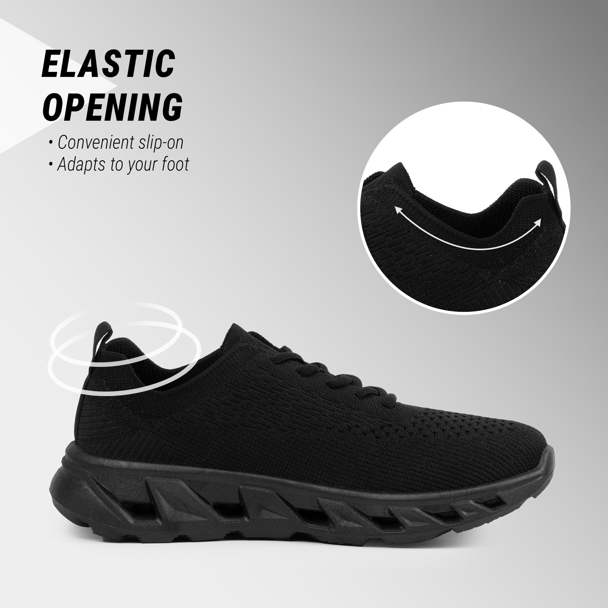 A&M Mens Comfortable Sports Trainers with Memory Foam Comfort Fit Black Shoes (style 2)