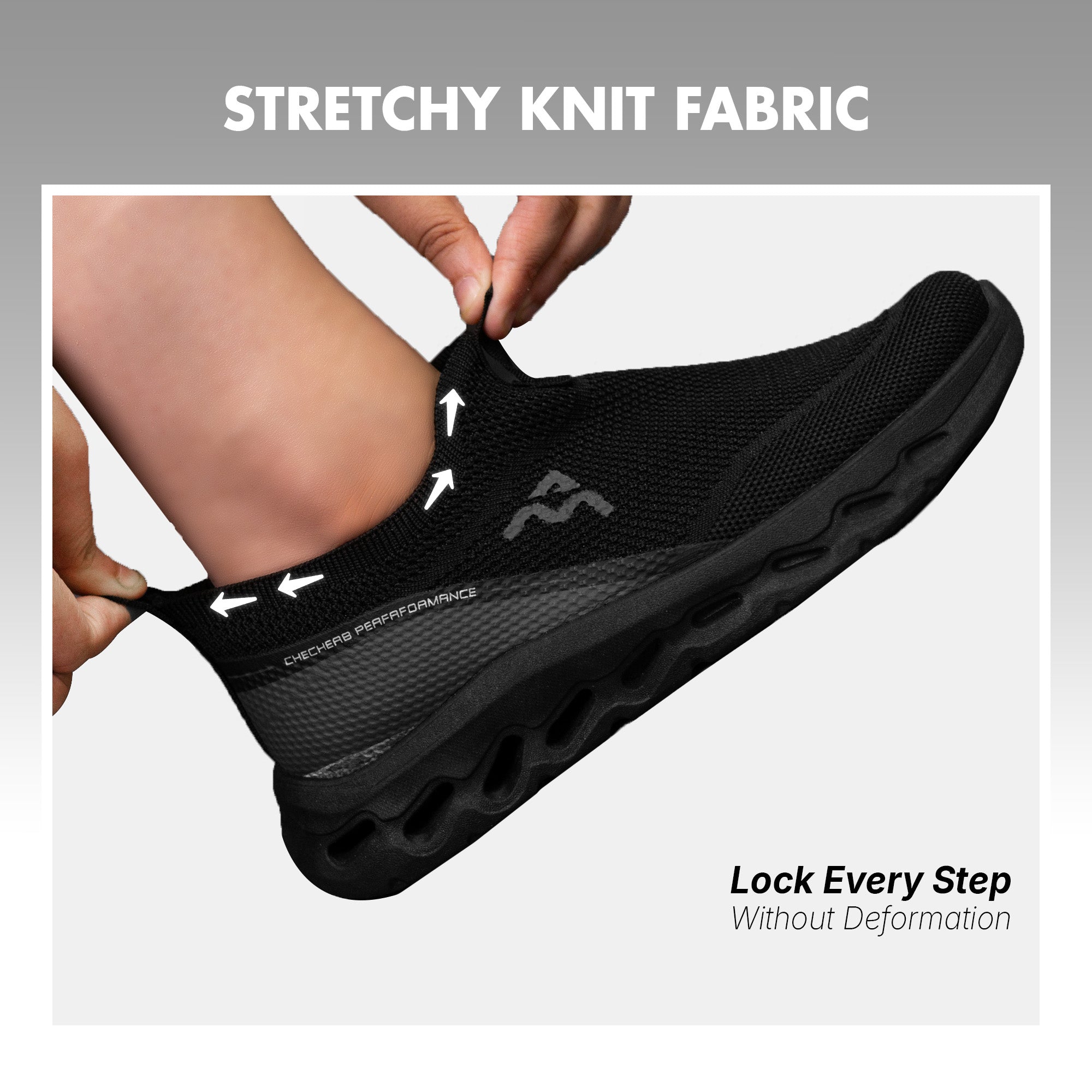 A&M Women's Slip On Walking Running Knitted Trainers - Comfortable & Stylish Sneakers in Blue Black & Beige (style 4)