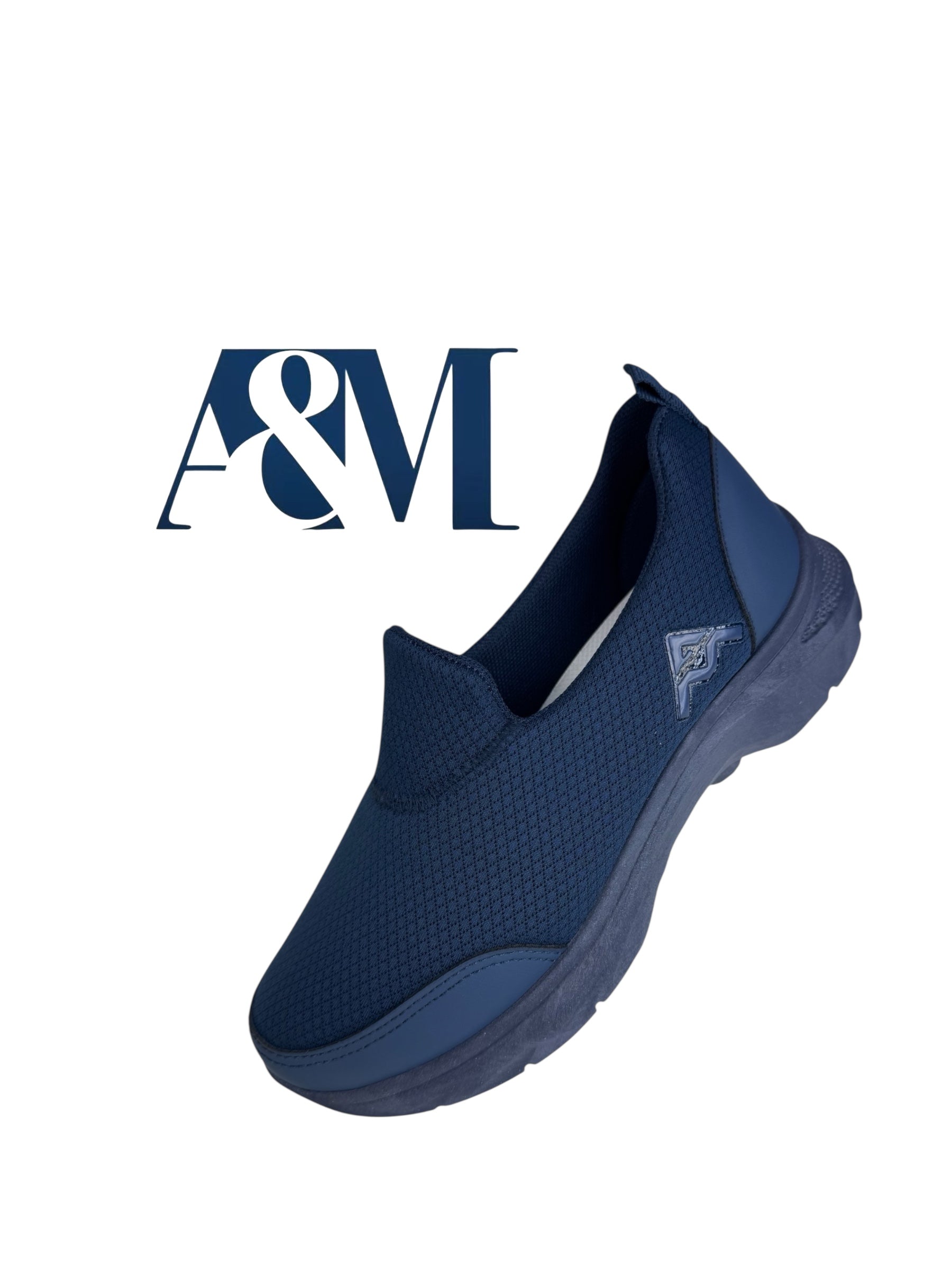 A&M Women's Slip On Comfortable Trainers with Memory Foam Technology Trending Shoes Navy Blue & Black (style 1)