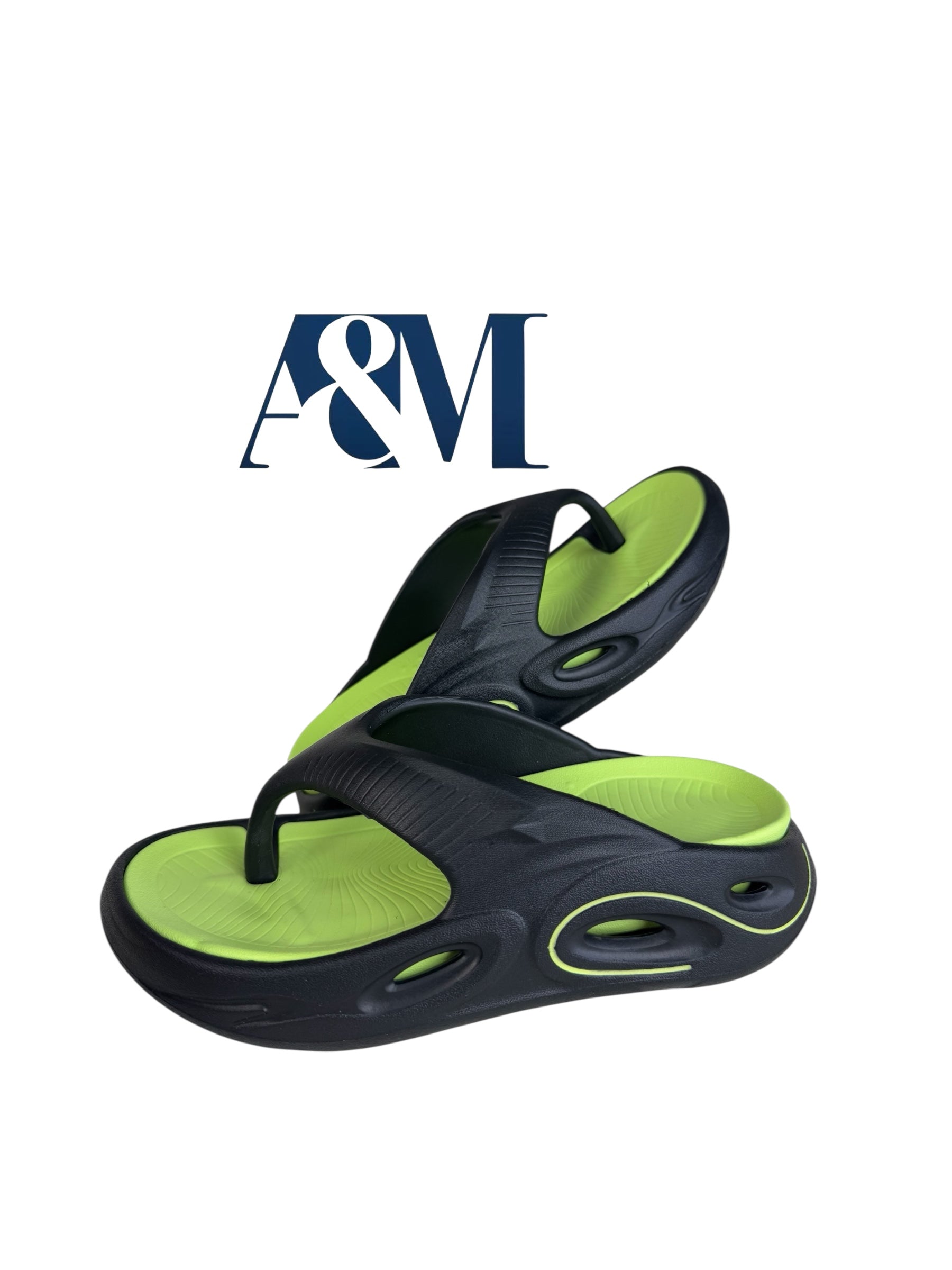 A&M Comfort Fit Unisex Cloud flipflop slippers - Cloud Foam Comfortable Slippers in Black Beige & black/Green Options