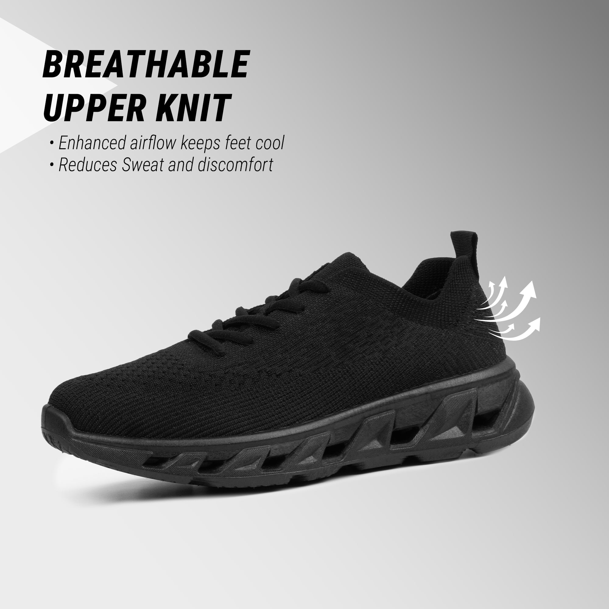 A&M Mens Comfortable Sports Trainers with Memory Foam Comfort Fit Black Shoes (style 2)