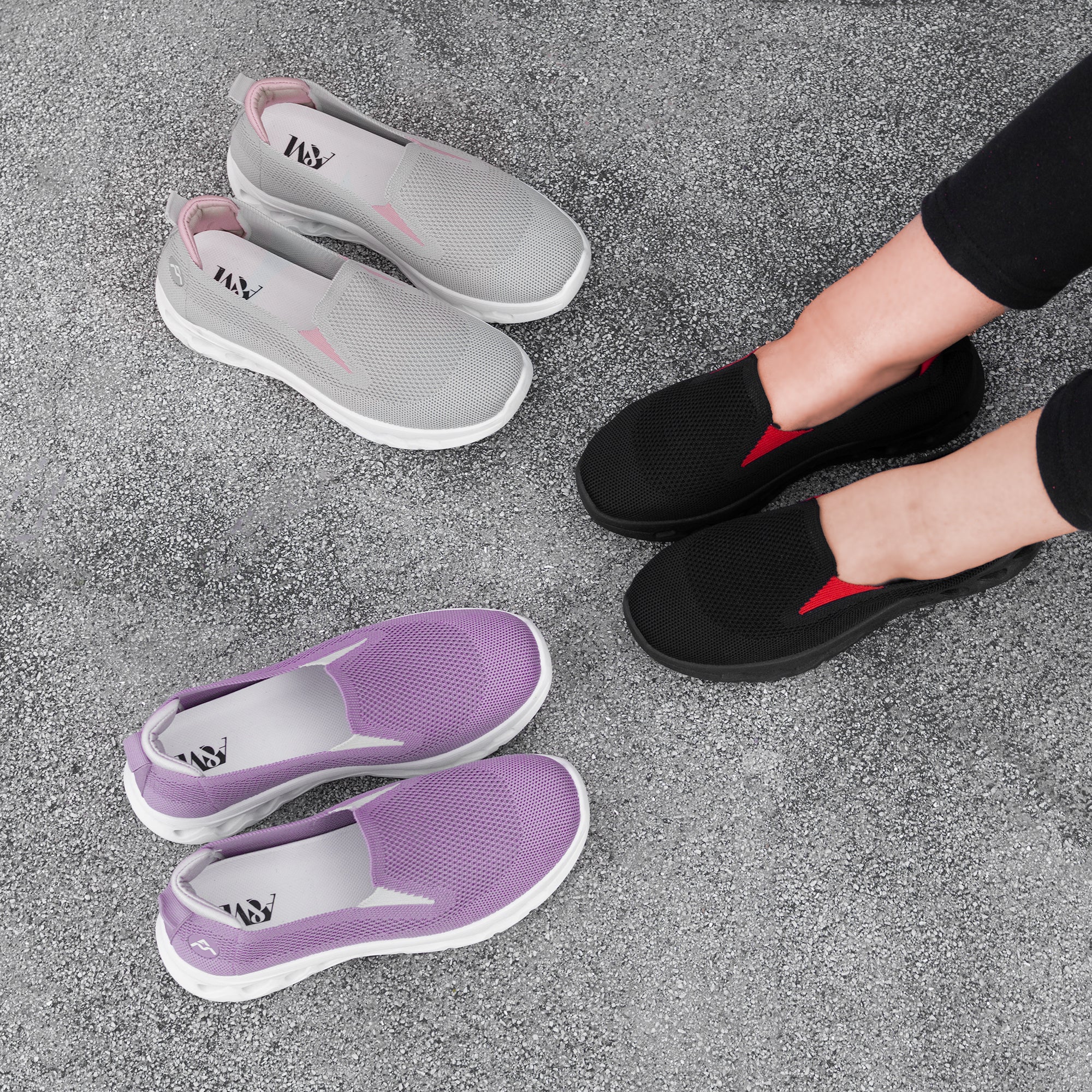 A&M Women's Memory Foam Slip On Walking Running Trainers Lightweight Comfortable Shoes (style 2)