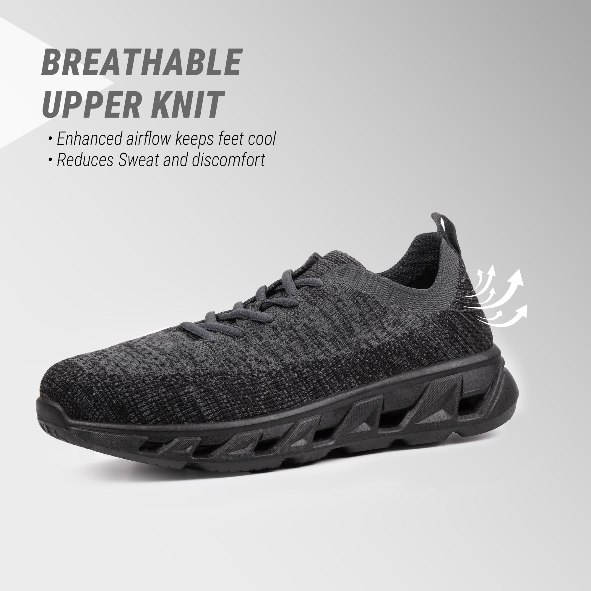 A&M Mens Comfortable Sports Trainers with Memory Foam Comfort Fit Black Shoes (style 2)