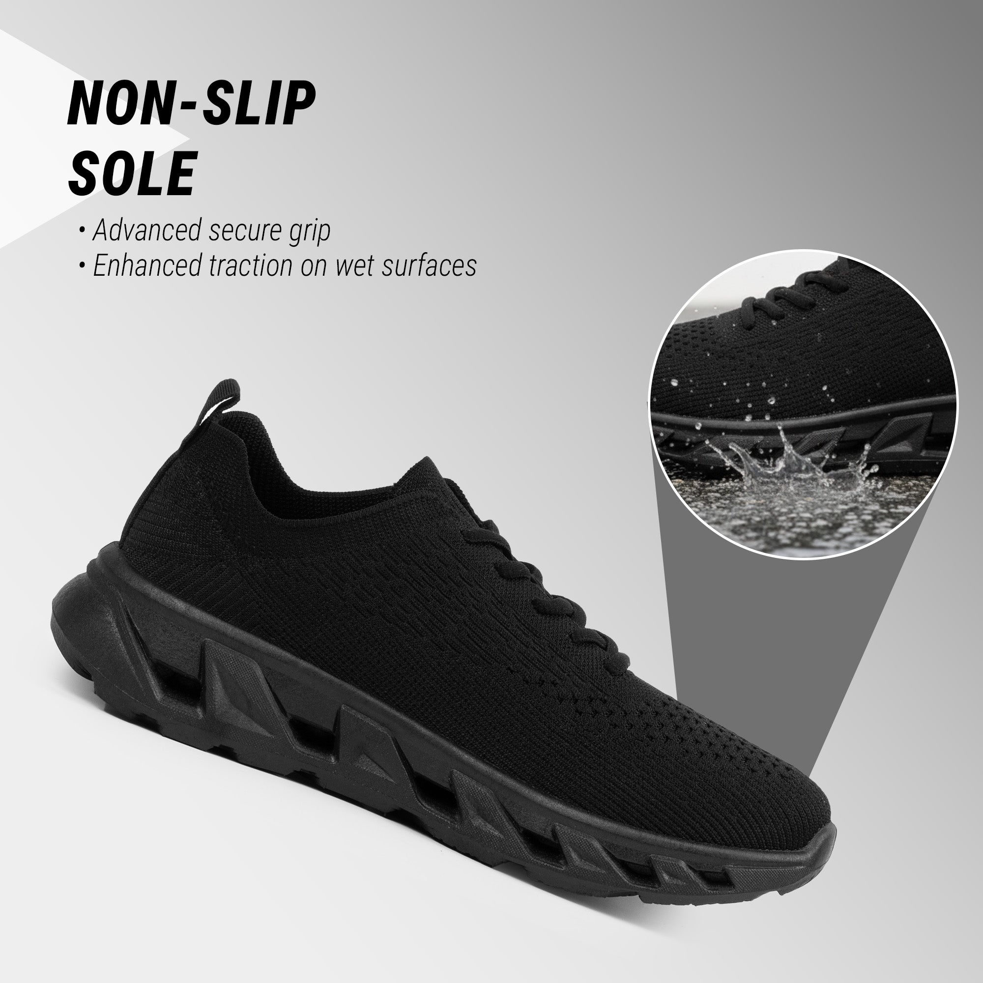 A&M Mens Comfortable Sports Trainers with Memory Foam Comfort Fit Black Shoes (style 2)