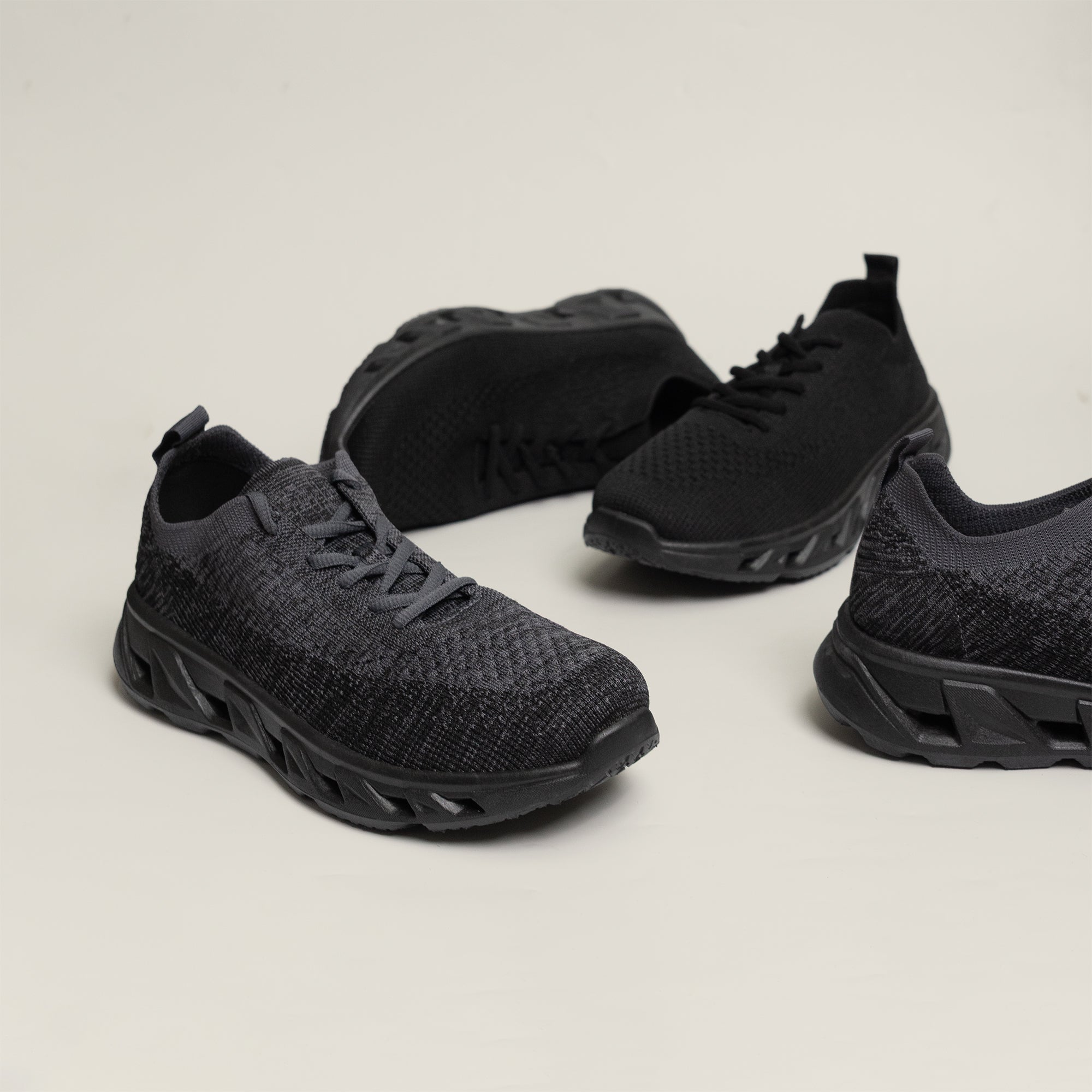 A&M Mens Comfortable Sports Trainers with Memory Foam Comfort Fit Black Shoes (style 2)