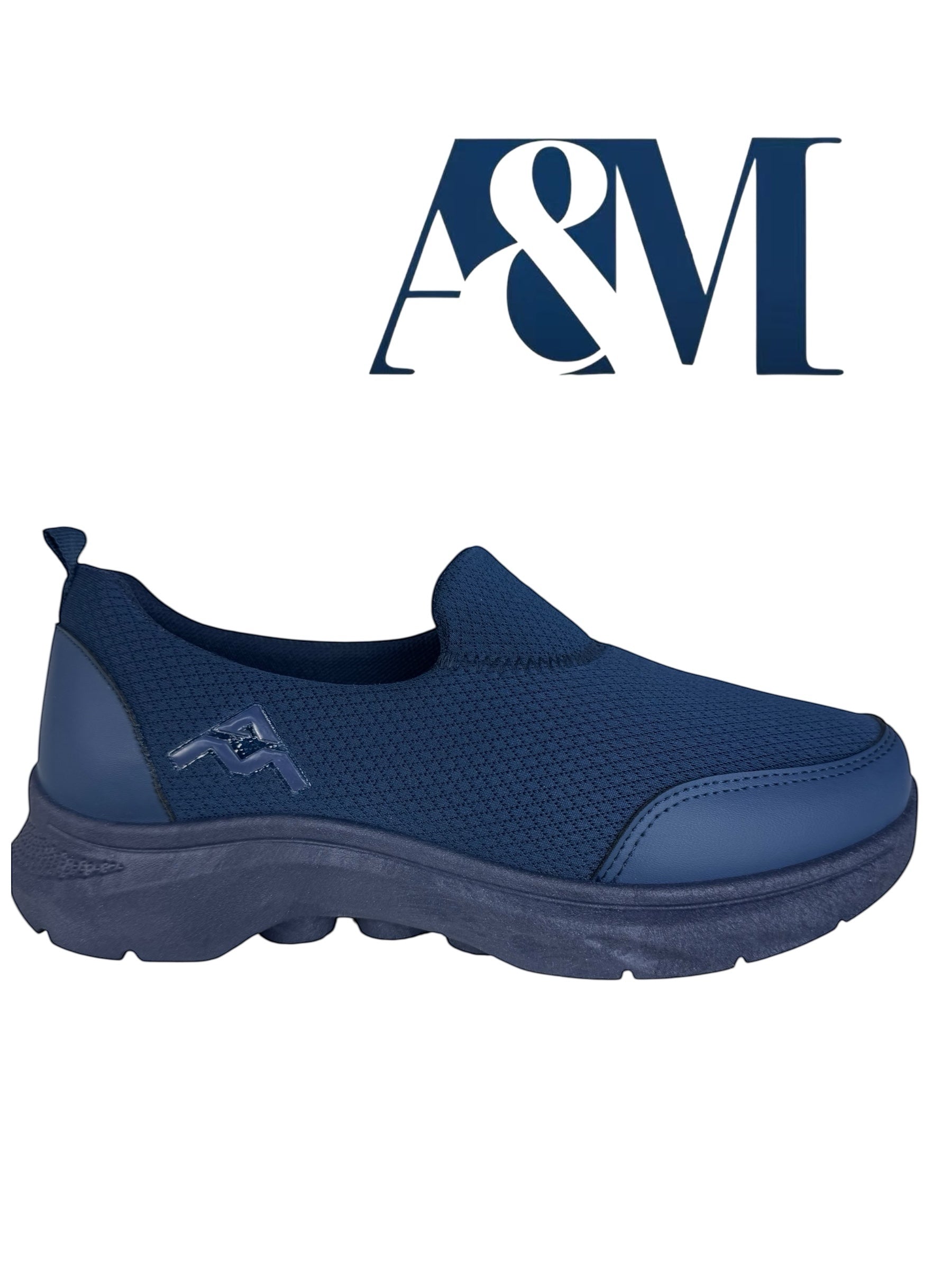 A&M Women's Slip On Comfortable Trainers with Memory Foam Technology Trending Shoes Navy Blue & Black (style 1)