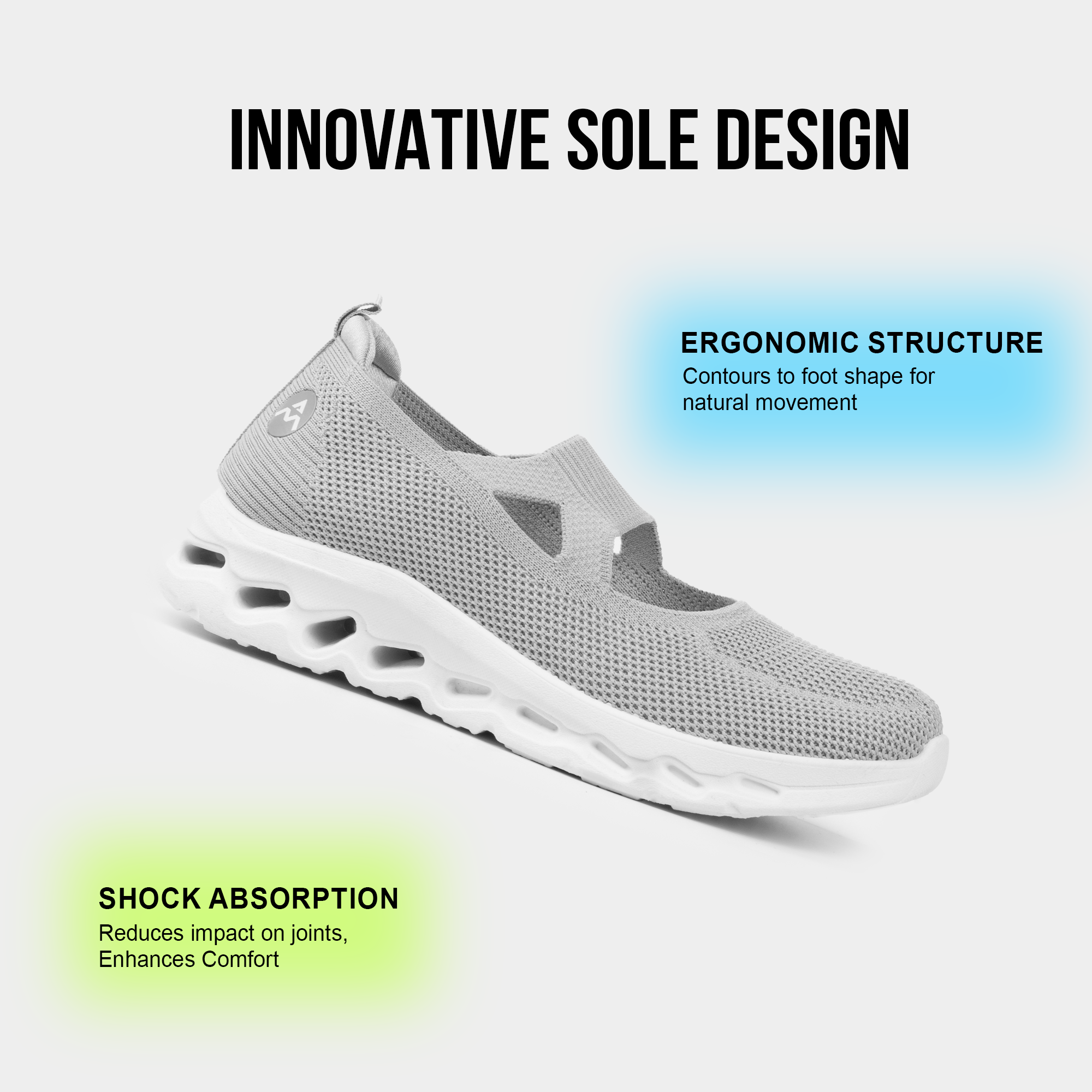 A&M Women's Slip On Comfortable Trainers with Memory Foam Walking Running Shoes in Grey Navy & Black (style 3)