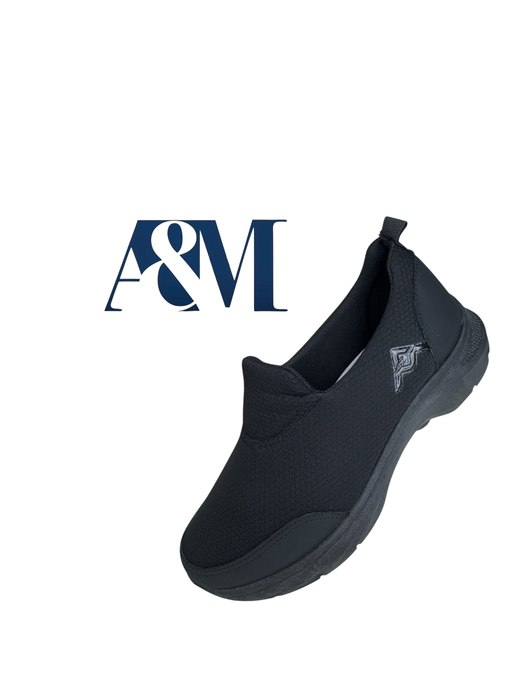 A&M Women's Slip On Comfortable Trainers with Memory Foam Technology Trending Shoes Navy Blue & Black (style 1)