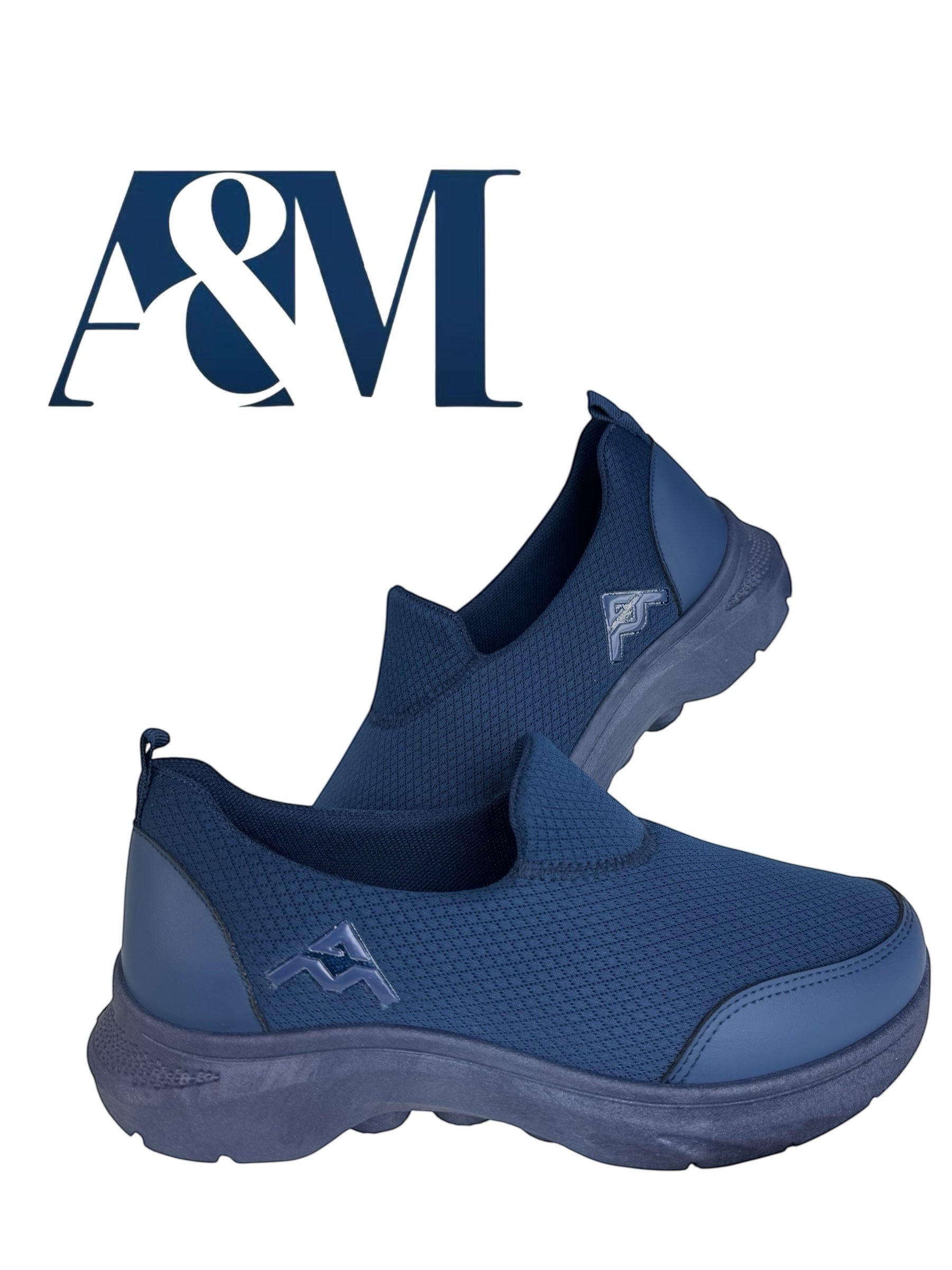 A&M Women's Slip On Comfortable Trainers with Memory Foam Technology Trending Shoes Navy Blue & Black (style 1)