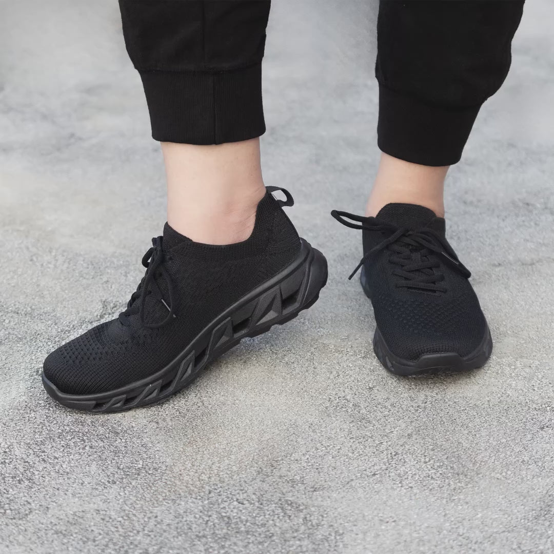 A&M Mens Comfortable Sports Trainers with Memory Foam Comfort Fit Black Shoes (style 2)